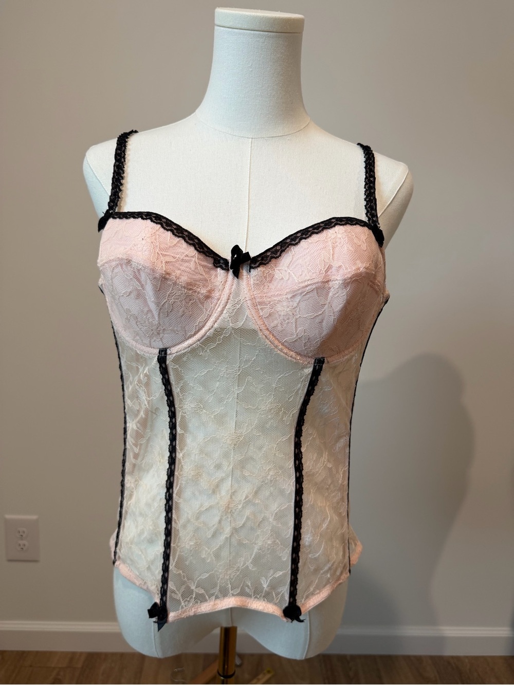 sophie b. Pink Lace Bustier with Black Trim